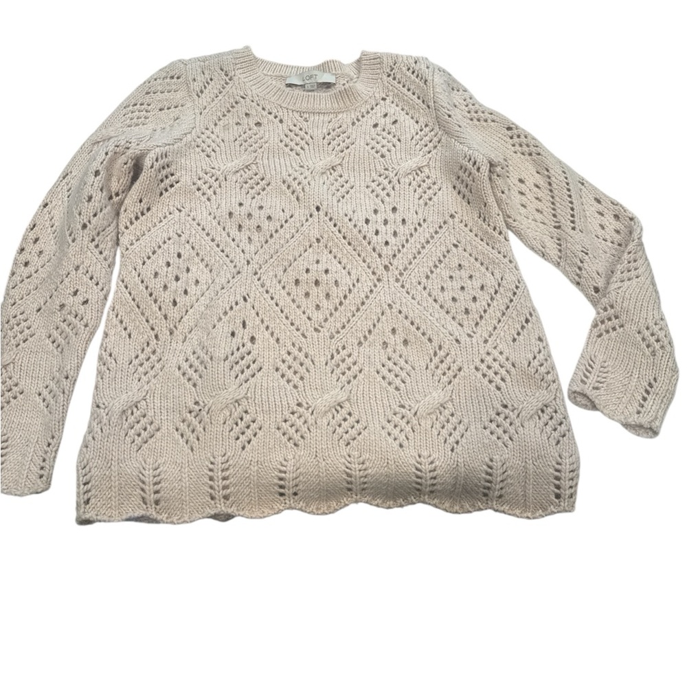 LOFT‎ Beige Diamond Knit Sweater